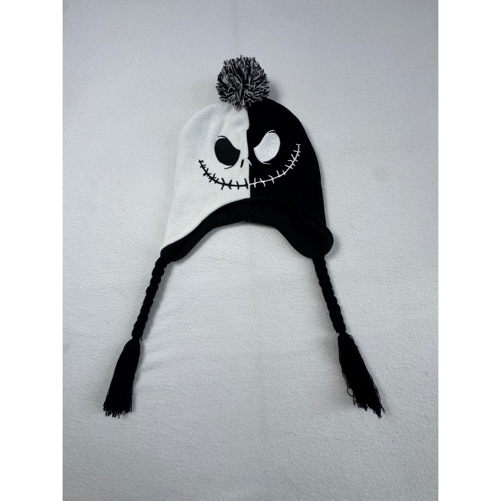 Goth Disney Nightmare Before Christmas OS Beanie Blk White Jack Skellington Hat